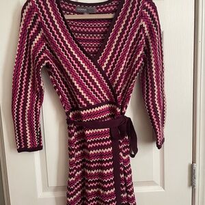 Donna Ricco Plaid Knit Top in Pink and Purple